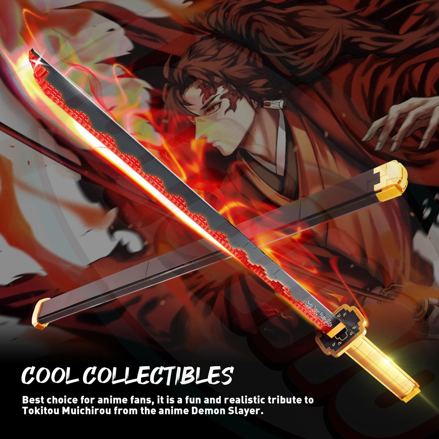 Demon Slayer decorative replica blades Building Sets for Boys 8-14  39in Tsugikuni Yoriichi decorative replica blade Building Block with Scabbard and Stand  Anime decorative replica blade Building Toy Demon Slayer Gift Katana  788 Pcs