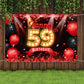 Happy 59Th Birthday Banner Backdrop Red And Black 59 Years Old Background Bday Decorations For Women Men Photography Party Supplies Glitter