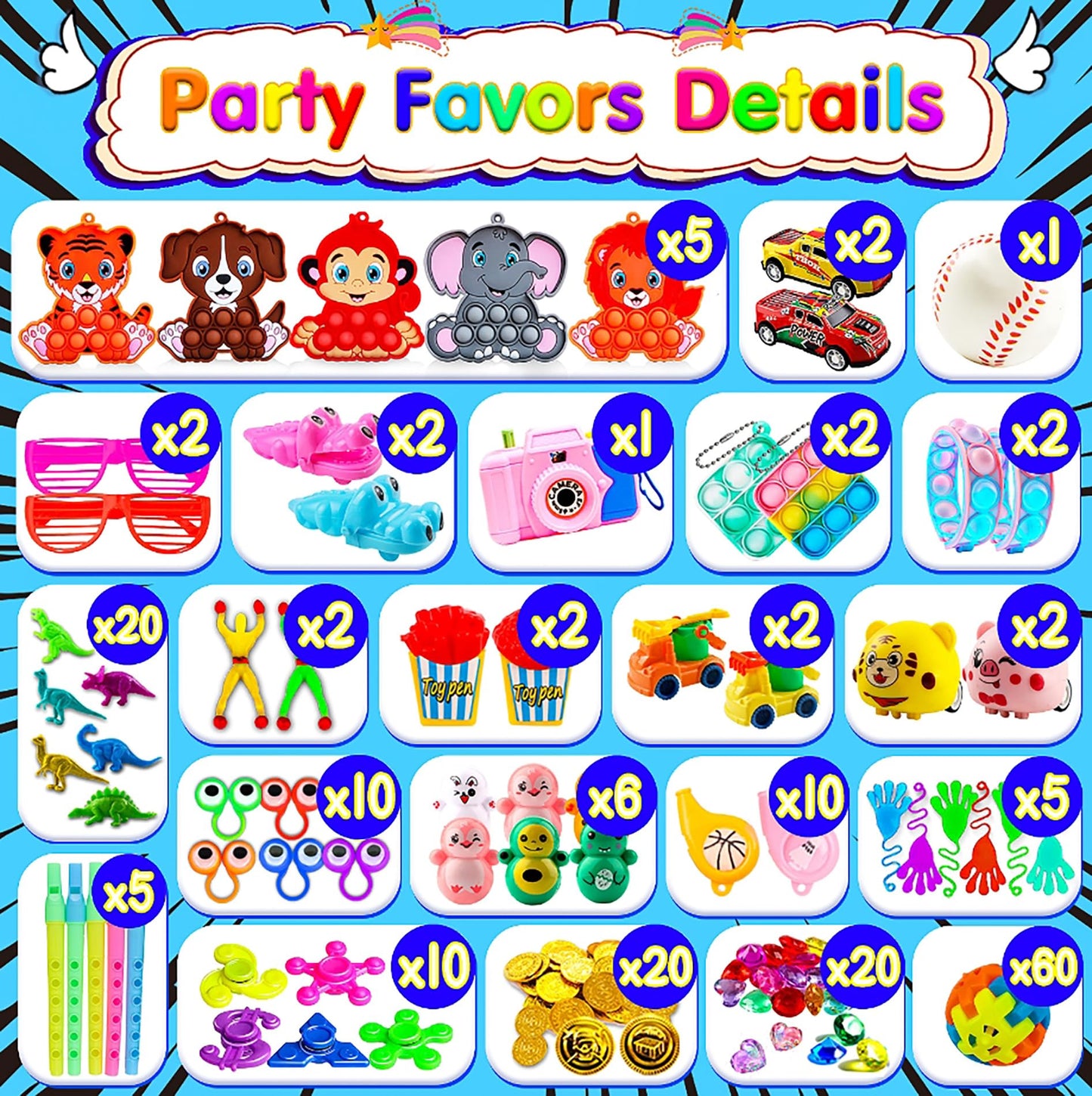 KissFuture 1000 PCS Fidget Toys Bulk - Party Favors, Goodie Bag Stuffers, Birthday Gifts, Classroom Prizes, Pinata Fillers, Carnival Rewards