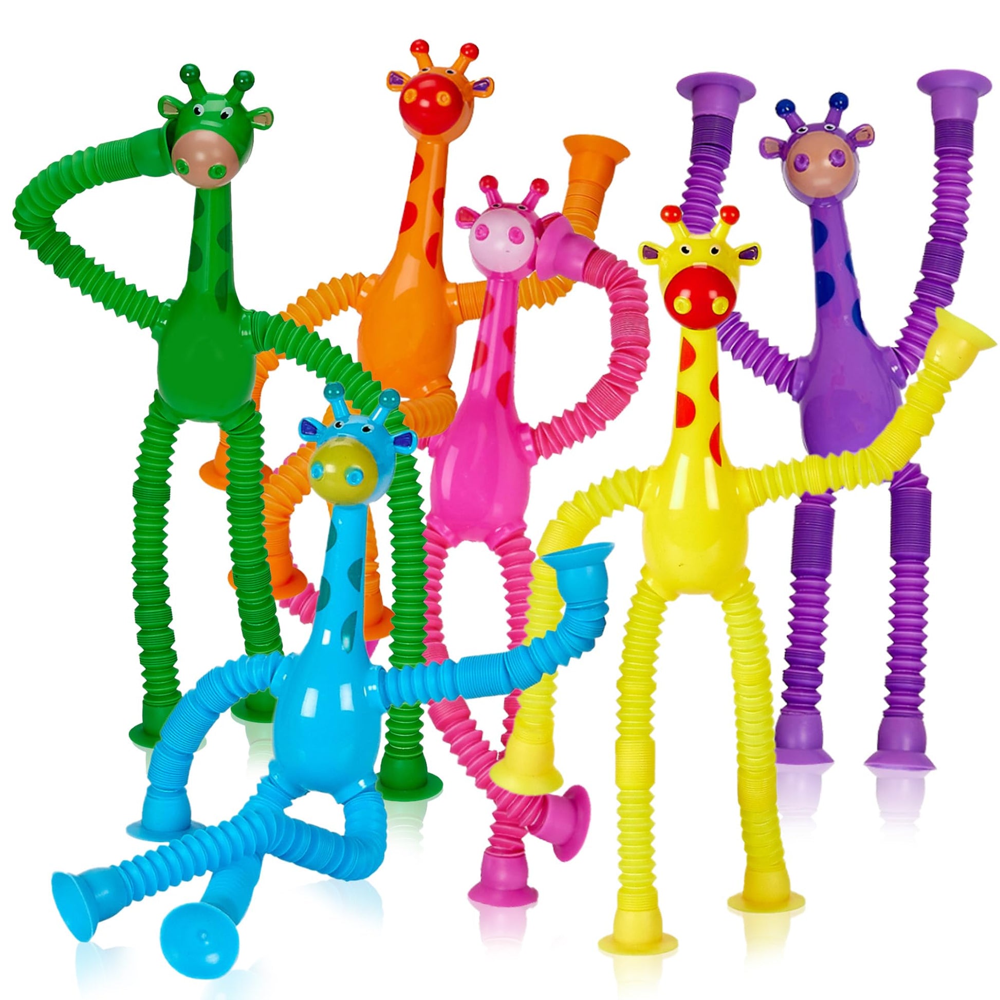 Playbees Led Telescopic Suction Cup Giraffe Toys 12Pack Shape Changing Educational Fidget Toys Child Fun Interaction Sensory Toy