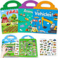 Reusable Sticker Books For Kids, 3 Sets Travel Removable Toddler Sticker Books For 2 3 4 5 Year Old Girls Boys Birthday Gifts Educational Learning Toys For Age 2-4 - Farm & Zoo Animal, Vehicle