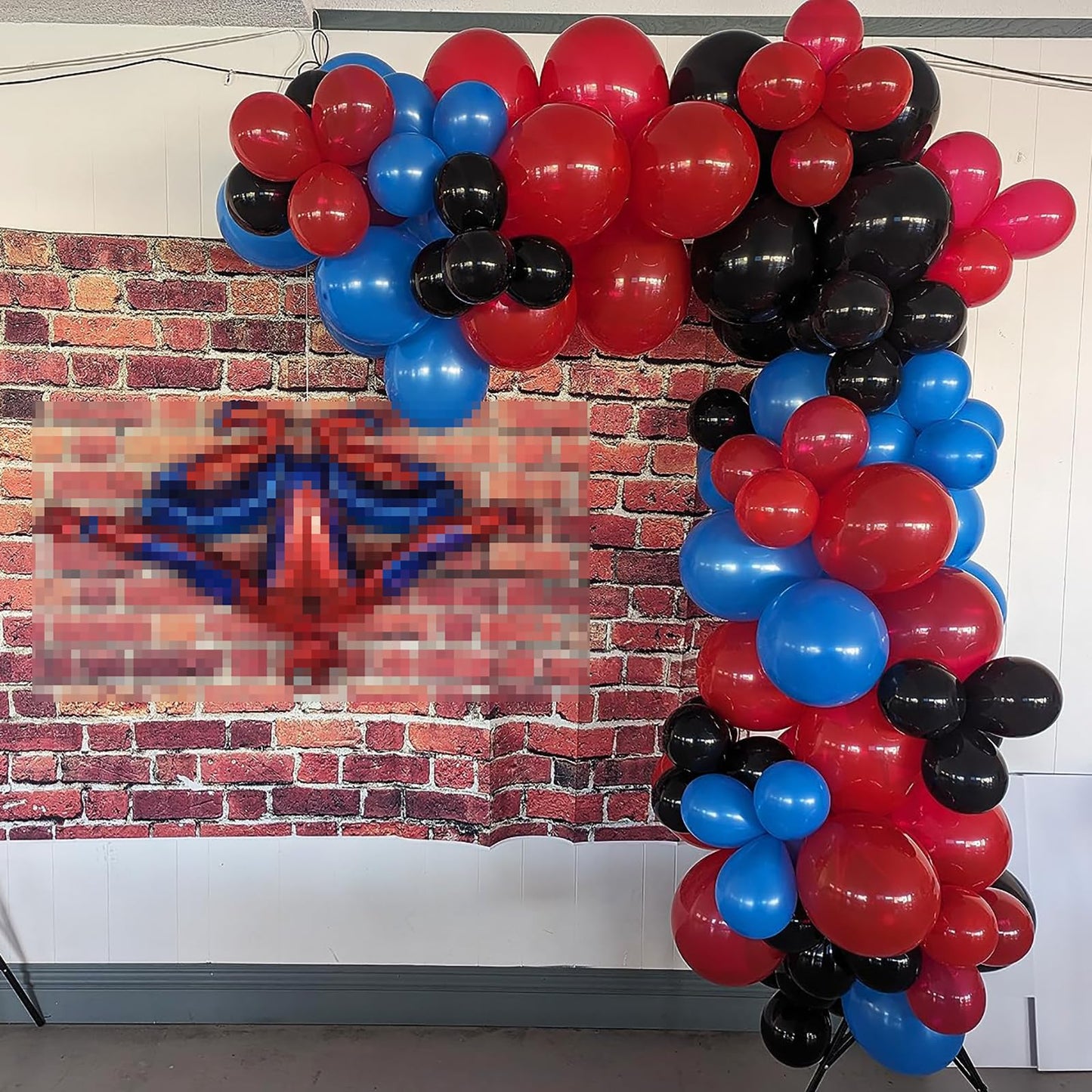 Red Blue Black Balloons, 12 Inch Helium Black Latex Balloon With Royal Blue Red Confetti Balloon Decor For Boys Super Spider Her