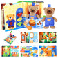 Esjay Busy Book for Toddlers 13, Bear Busy Board Montessori Toys, Learning Activities Fine Motor Skills Book, Birthday Gifts 1 