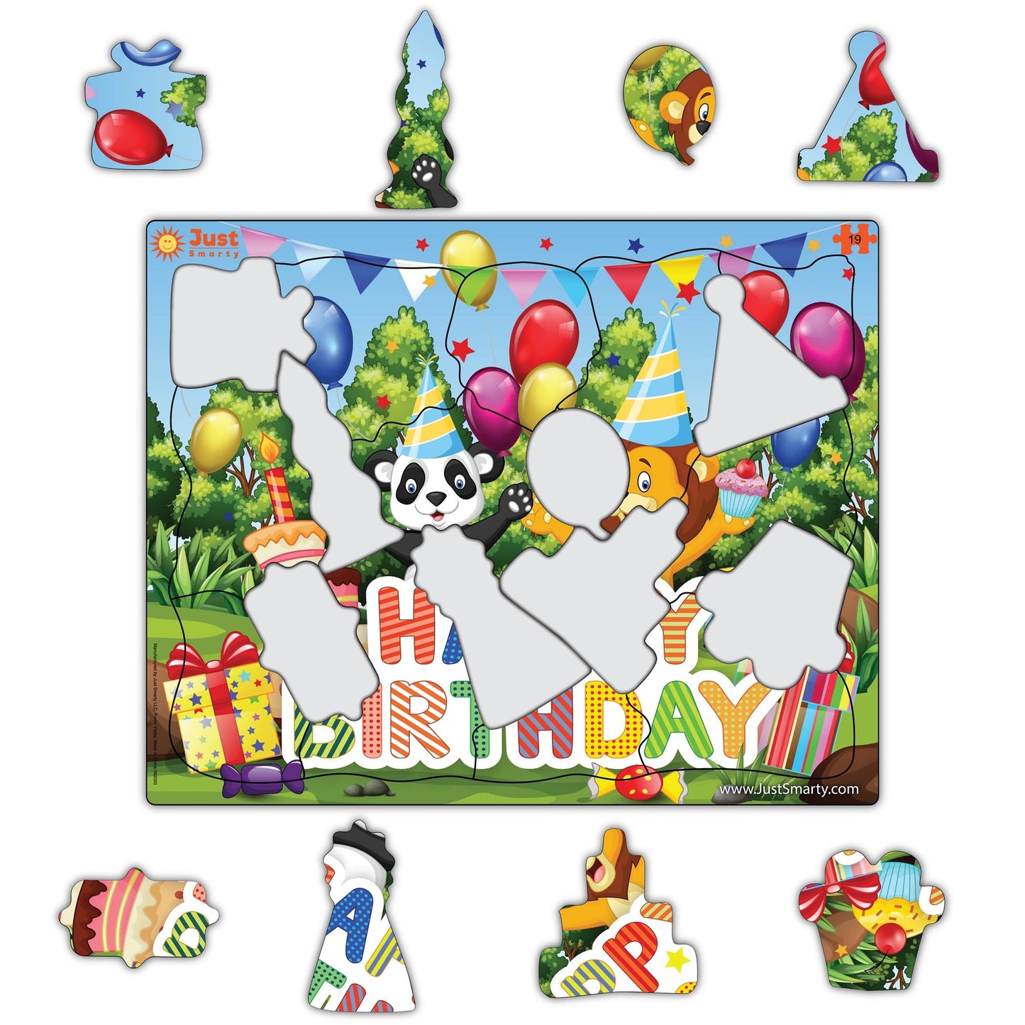 Just Smarty Happy Birthday Puzzles For Toddlers 1-3 | 19 Pieces Mini Puzzles | Birthday Puzzle For Boys And Girls | Preschool Puzzles | Kids Puzzles | 3-5 Years Toddler Birthday Gift | Shaped Puzzles