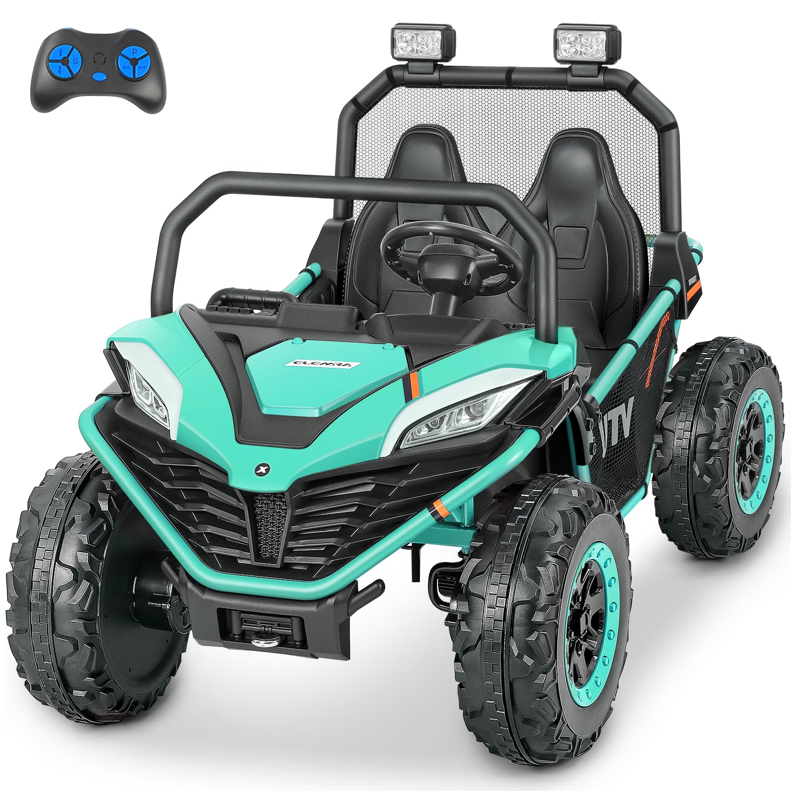 ELEMARA 24V 2 Seater Ride on Car for Kids,10AH 4WD Powered Ride on Toy for Big Kids,4.5MPH Large Side by Side Electric Vehicle w