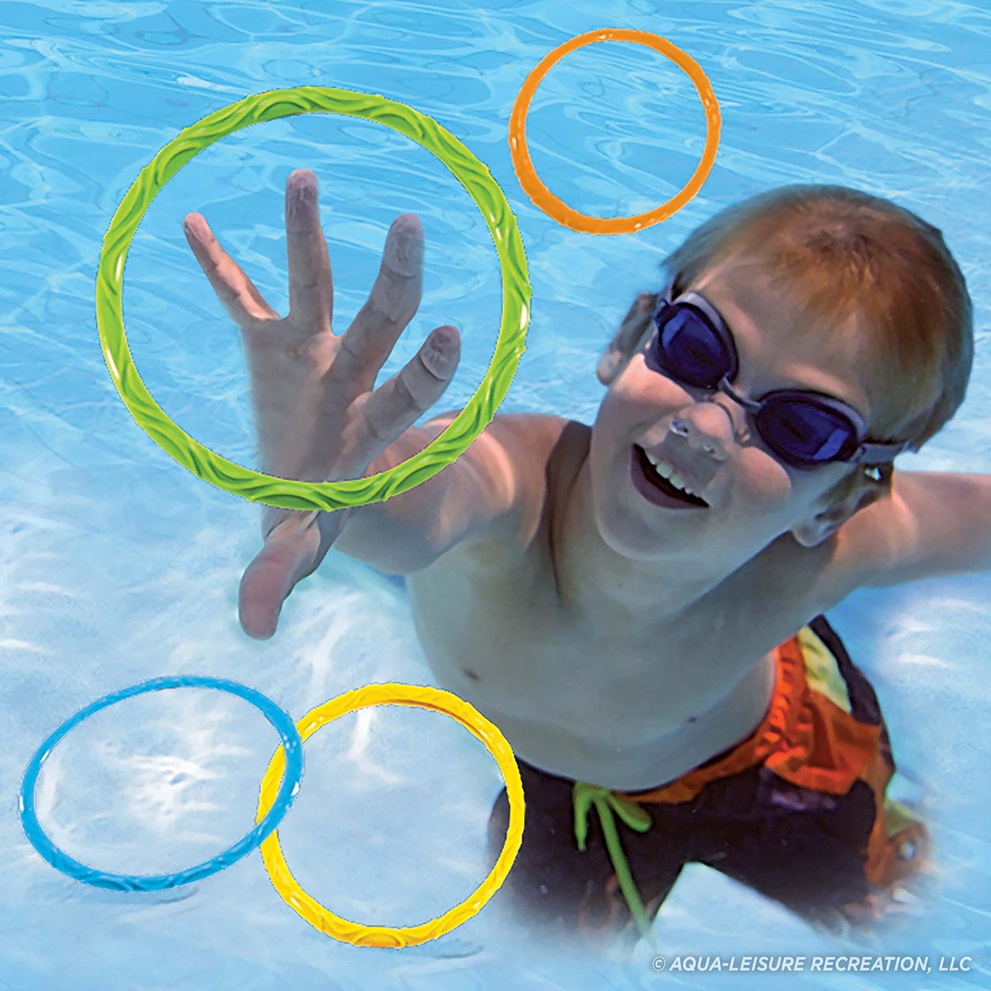 Aqua Classic Dive Rings, 6 Pack, Pool Toys For Kids, Toddlers, Teens, Pool Game, Ez Grab Large Diameter Swim Diving Rings, Red (Aqt4953)