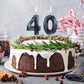 Nuanchu 40th Birthday Candles - 3D Black Wax Number 40 Cake Topper, 2 Inch Sparkler for Men & Women Birthday Party Decoration