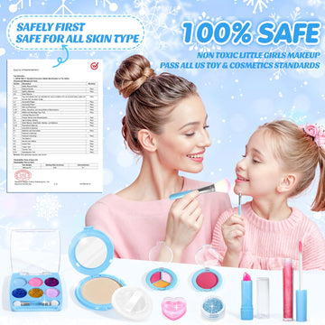 INNOCHEER Kids Makeup Kit for Girl Toys, Frozen Toys for Girls Makeup Kit, Washable Make Up for Kids Double Layer, Frozen Makeup