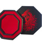 Fantasydice- RED - Fire Dragon - Dice Tray - 8'' Octagon with Lid and Dice Staging Area- Holds 5 Sets of Dice(7 / Standard) for
