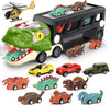 Dinosaur Toys for Kids 3-5, 5-7, Dinosaur Transport Carrier Truck with 10 Mini Car, Dinosaur T-Rex Cars Track Set for Toddlers 3