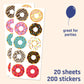 Donut Stickers Sheets Set, 1.5'' - 20 Sheets, 200 Stickers