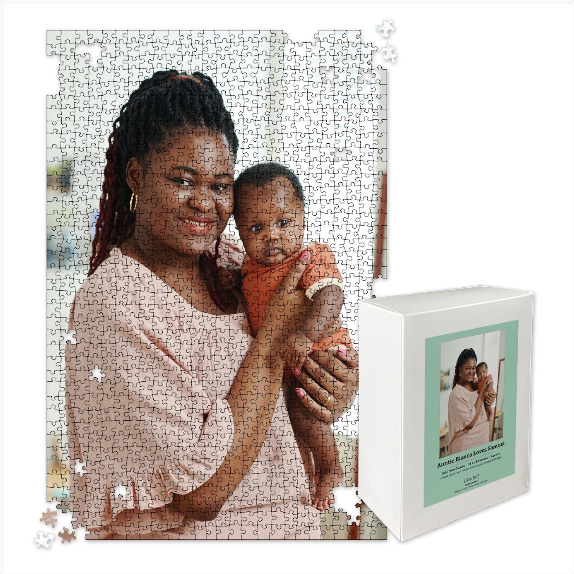 Photo Personalized Puzzle for New Baby | 1000 Piece, Custom Jigsaw Puzzle (Vertical/Portrait) | 20 x 30 | I See Me!