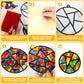 QOUBAI 32 Sets Back to School Geometric Recognition Suncatchers Craft DIY Window Stained Glass Effect Star Paper Crafts Home Sch