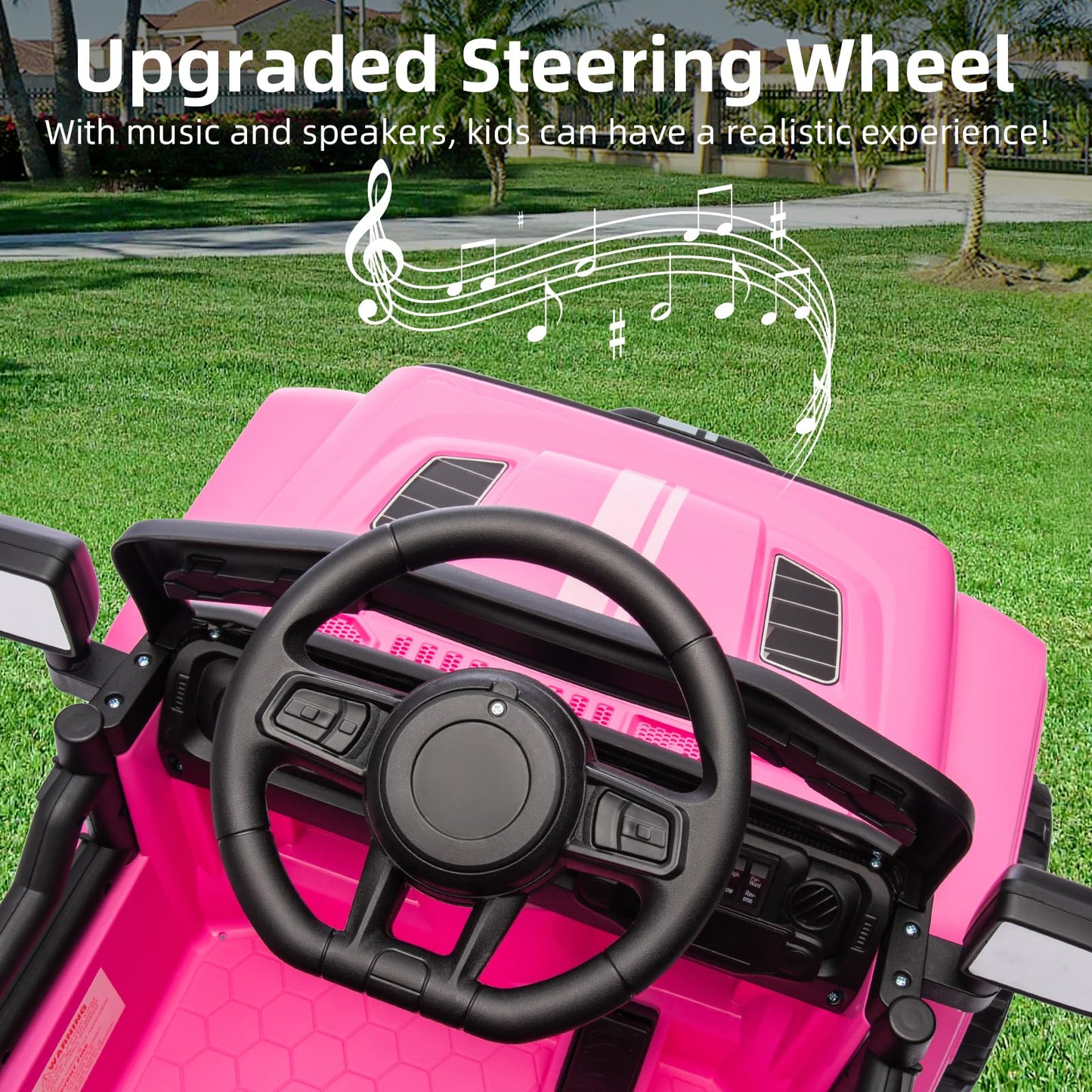 12V Ride On Truck Car, Toddler Ride On Toy W/Parent Remote Control, Steering Wheel Music, 4-Wheel Spring Suspension, Led Lights,