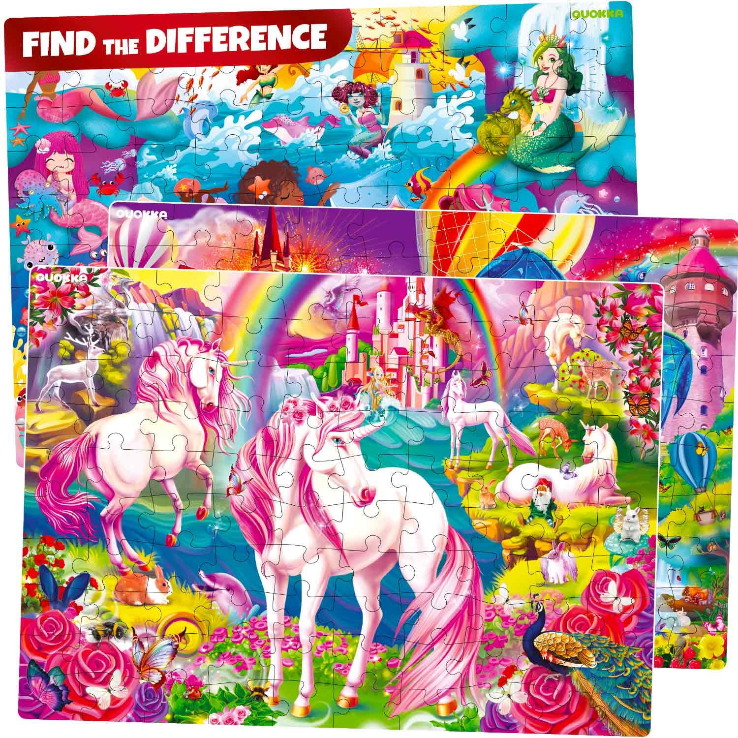 Quokka 100 Piece Puzzles For Kids Ages 8-10 – 3Xset Puzzles For Kids Ages 4-6 – Search & Find Mermaids Unicorns Kid Activities Included For 5-8 Year Old – Toddler Learning Toy Game Gift For Girls
