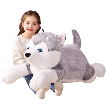 Ikasa Giant Husky Stuffed Animal Plush Toy,30'' Large Dog Puppy Cute Jumbo Soft Toys,Huge Big Size Plushy Fluffy Fat Plushie,Gif