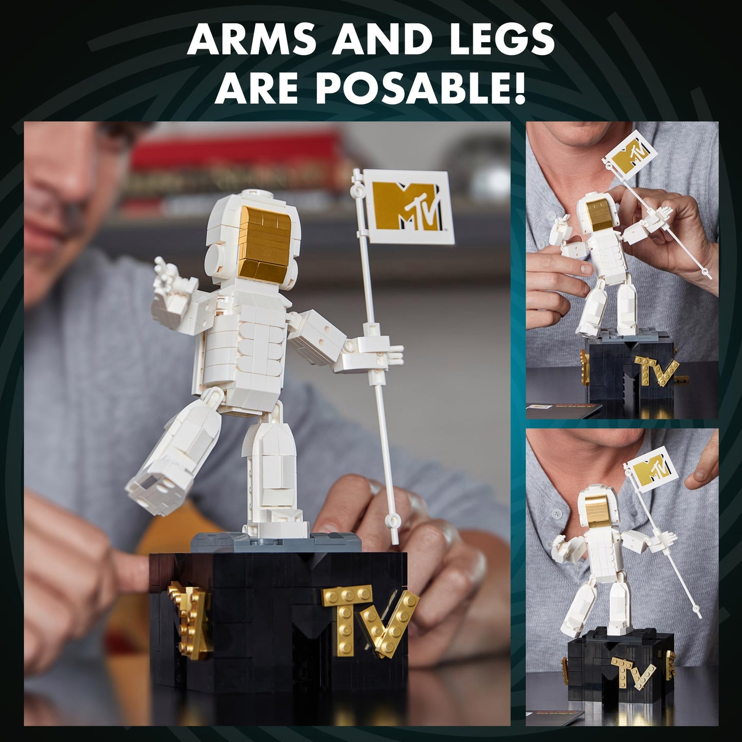 Brickcraft MTV Moon Person Building Set - 510 Pieces, White Plastic, 10.25" Tall - Officially Licensed Collectible Model for Music Fans
