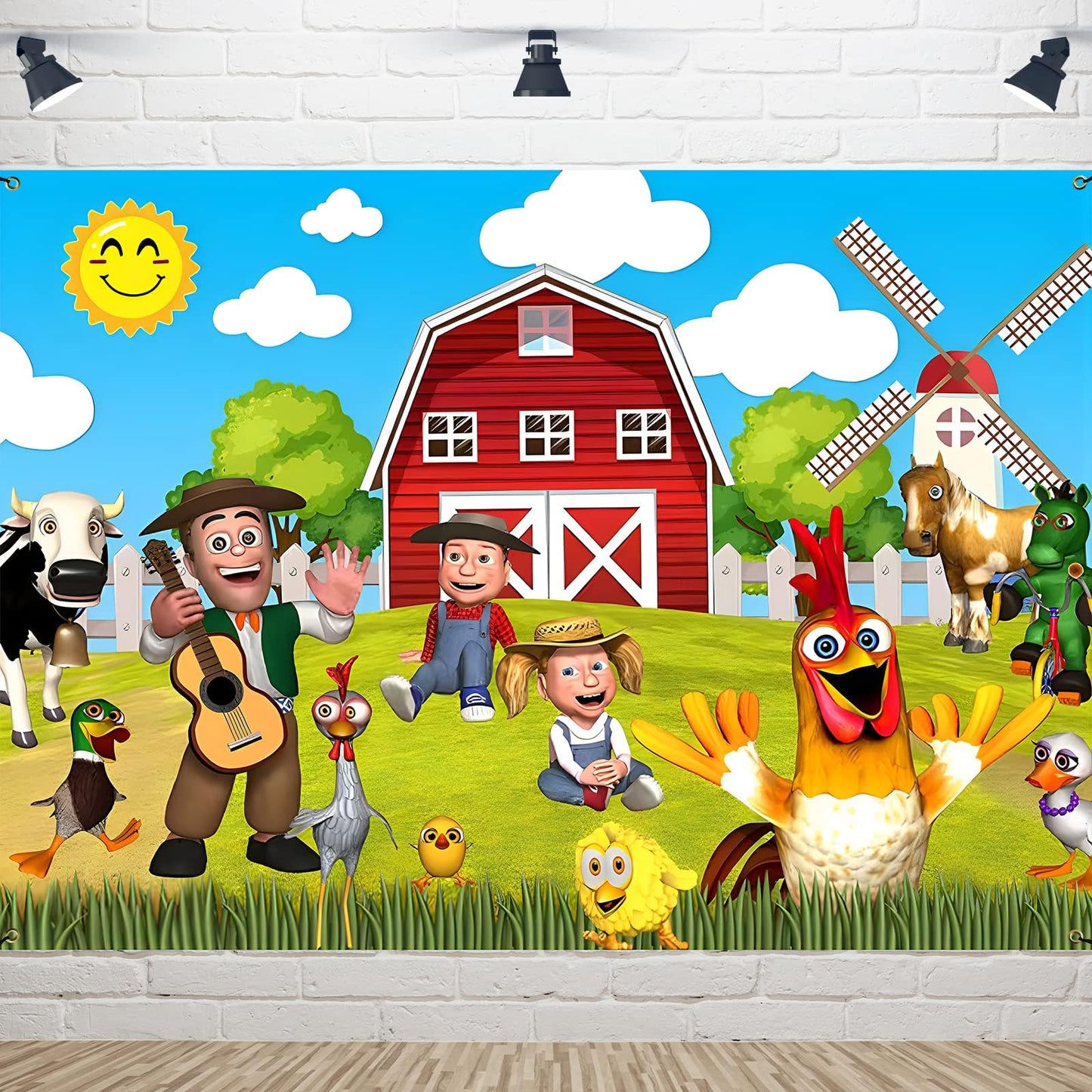 Yriowmi Farm Animals Theme Party Decorations,Children'S Birthday Party Background Fabric,Farm Animal Background Photo Banner,7 X