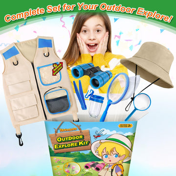 Yopinsand Kids Explore Kit & Bug Catcher Kit, Kids Camping Gear For Kids, Outdoor Exploration Set With Vest & Hat, Ideal Outdoor