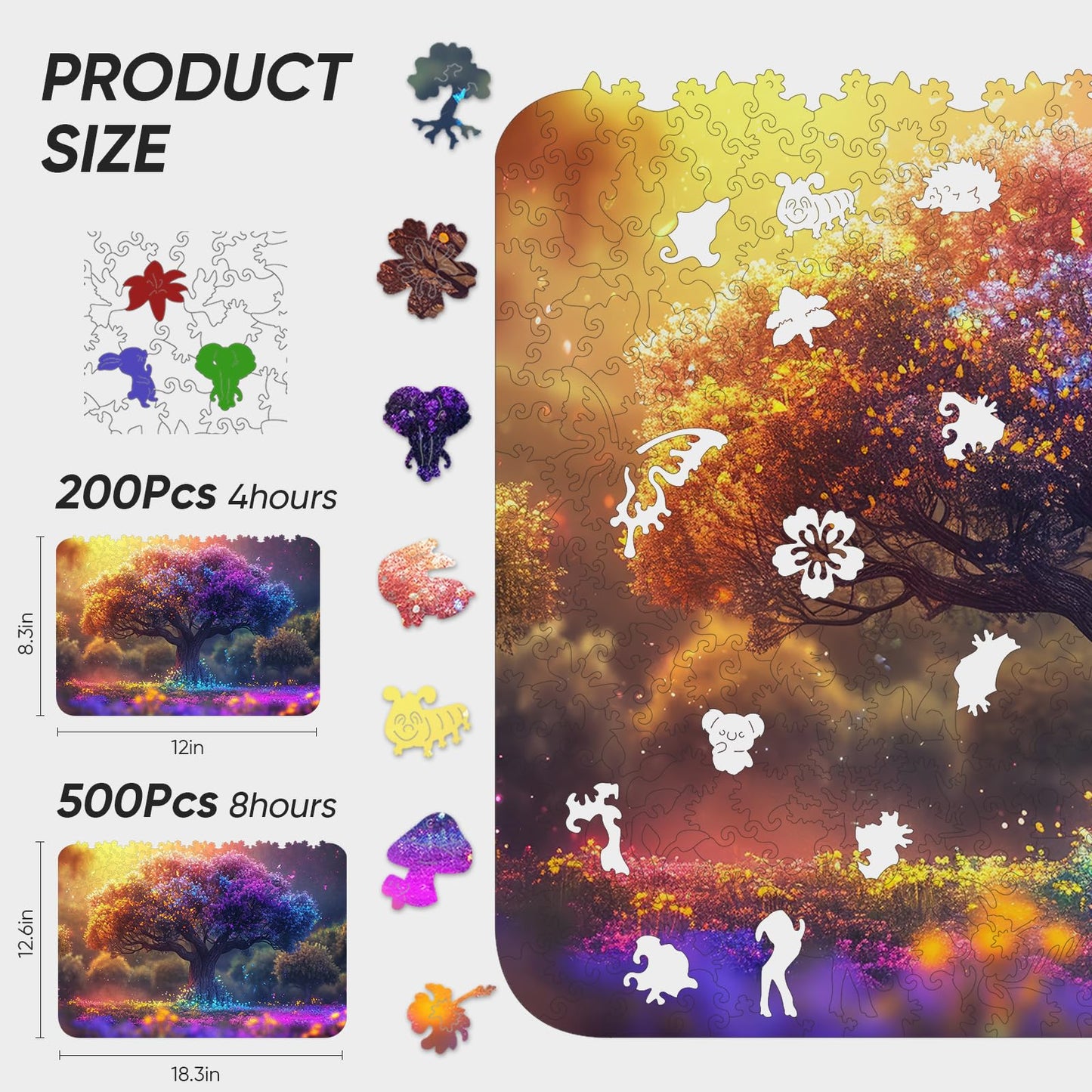Qiuenisray Wooden Puzzles for mature-themeds  Tree of Life Jigsaw Puzzles 200pcs  8.3x12in  Medium  Unique Shape mature-themed Puzzles  Irregular Wood Puzzles Creative for mature-themeds Family Game