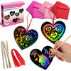 MDCGFOD 50 Pack Valentines Day Gifts for Kids, Rainbow Scratch Heart Crads Valentine Crafts for Kids - Create Magic Color Scratc