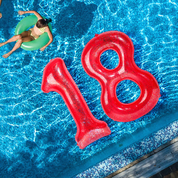 HyDren 48 Inch Inflatable Number Pool Float - Giant Balloon Style Birthday Pool Party Decoration, Summer Outdoor Floating Fun, L