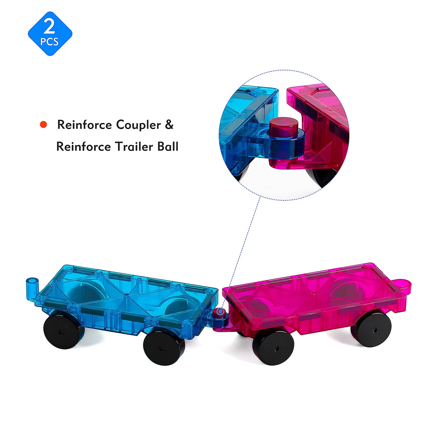 NEOFORMERS 2 Piece Magnetic Tiles Car Set Truck Kit Toy with Stronger Magnets, Educational Magnet Building Tile Magnetic Blocks