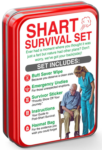 Shart Survival Set - Funny Gag Gift 2024 Boyfriend Gifts Includes Disposable Underwear, Hazmat Bag, Wet Wipe And More! Unique St