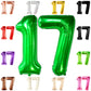 Katchon, Dark Green 17 Balloon Numbers - 40 Inch | Green Number 17 Balloons For 17Th Birthday Decorations For Girls | 17 Birthday Balloons For 17Th Birthday Decorations For Boys | 17 Number Balloons