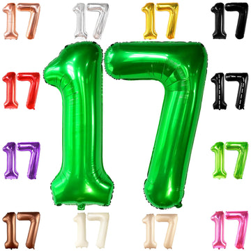 Katchon, Dark Green 17 Balloon Numbers - 40 Inch | Green Number 17 Balloons For 17Th Birthday Decorations For Girls | 17 Birthday Balloons For 17Th Birthday Decorations For Boys | 17 Number Balloons