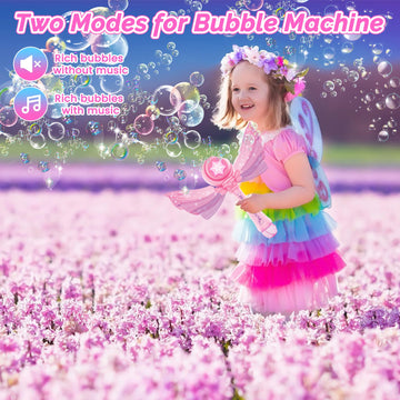 Princess Bubble Wand Set Of 2 For Boys And Girls Gift Aged 3-8,Automatic Bubble Machine Blower Toys With Light And Music For Out