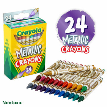 Crayola Metallic Crayons, Kids Art Supplies, 24 Count, Coloring Supplies, Gift for Kids, Ages 3, 4, 5, 6