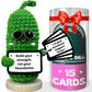 Almacura Emotional Support Pickle. enhanced Handmade Crochet Plush. 15 Motivational Swappable Cards and Customizable QR Messages. Funny Gift for Friends  Coworkers  Motivational Gift.