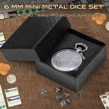 DND Mini Dice Set, Small Metal Polyhedral Dice for Dungeons and Dragons/D&D Gifts, Tiny Mini Role Playing Dice Set with Pocket W