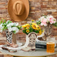 Memorywuu Boot Shape Gift Boxes - 12 Set Western Cowboy Cow Centerpieces for Party Decoration, Rodeo, Birthday, Baby Shower