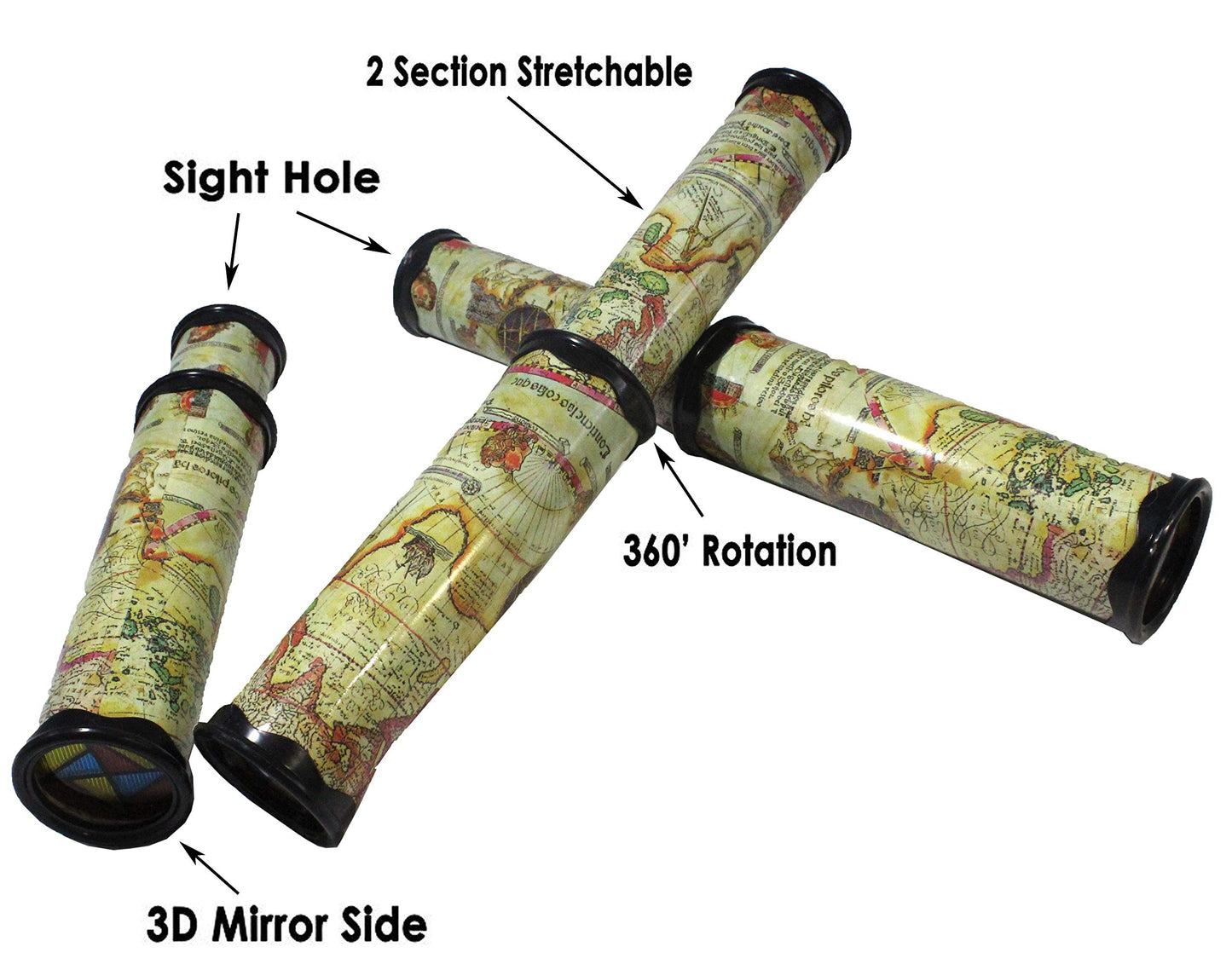 Spadorive 3 Pack Magic Kaleidoscope Toy For Kids Adults 3D Mirror Lens Kaleidoscope Party Favors Stretchable Long Classic Kaleidoscope Toy Educational Science Developmental Toy (Orange)