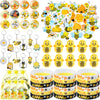 Capoda 110 Pcs Bee Theme Party Favors Bee Classroom Decorations Color Toy Tumbler Wobbler Yellow Wristband Keychain Button Pin H