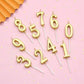 PHD CAKE Gold Numeral Birthday Candles Set of 10, Glitter Cake Toppers for Birthdays, Weddings, Anniversaries, 11cm Synthetic Wax