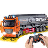 9 Channel Rc Semi Truck With Trailer Metal Cab, 2.4Ghz Remote Control Oil Tanker Truck With Lights And Sounds, Birthday Gift For