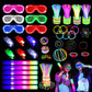 131 Pcs Glow In The Dark Party Supplies, Light Up Party Favors With 6 Foam Glow Sticks, 6 Led Glasses, 6 Finger Lights, 100 Glow