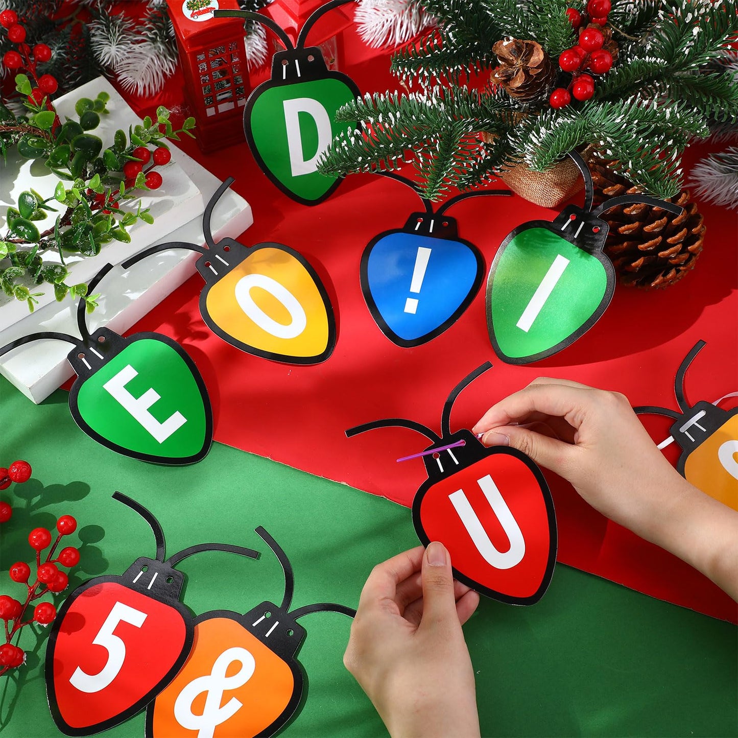 Kosiz 116 Pcs DIY Letter Custom Banner Customizable Banner Kit Merry Christmas Letter Garland Including 111 Letters Numbers 3 Ro