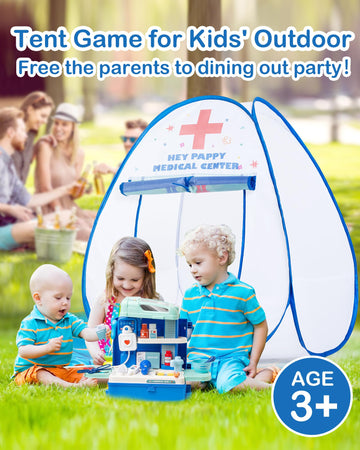 Heypappy Kids Play Tent, Pop Up Play Tent Hospital Center Theme With Complete Toy Set, Play Toys Play Set For Kids Indoor Outdoo