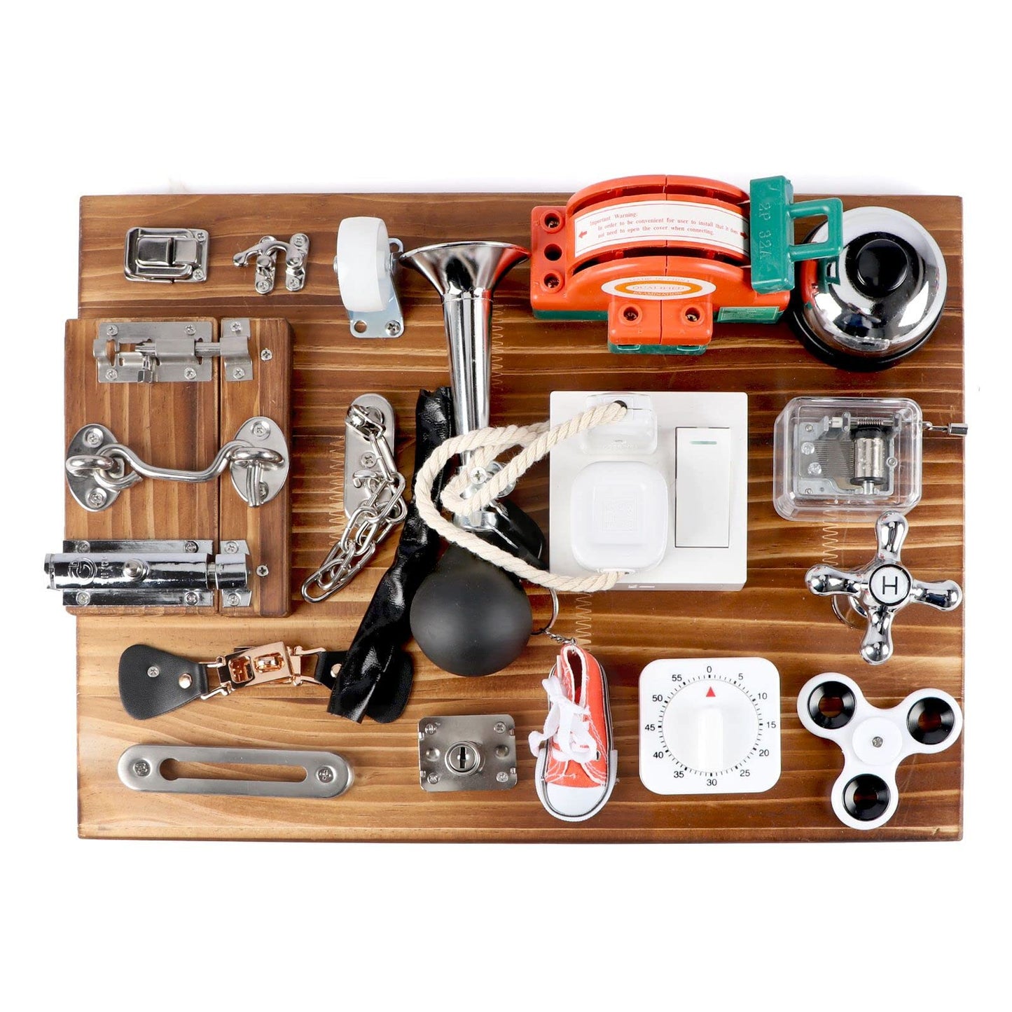 Canuan 20-In-1 Busy Board For Toddlers Travel Toy Activity Board For Fine Motor Skills Busy Board Toys For 3 Years Old Kids With Switch, Locks, Shoe Laces, Music Box