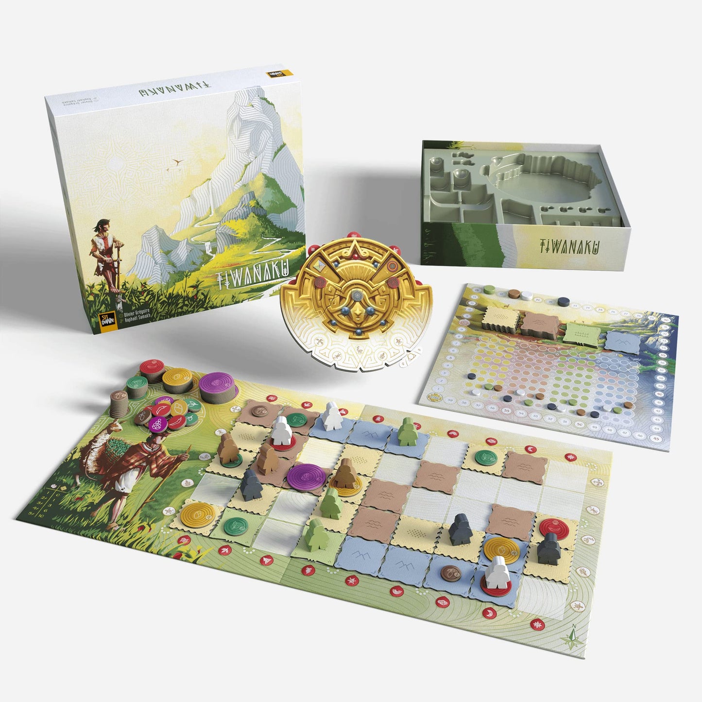 Sit Down! Tiwanaku - Sit Down! Strategy Board Game, Deduction Exploration Optimization, Pachamama Mother Earth Wheel, Play Solo Mode Or With Up To 4 Players, 30 - 60 Minute Play Time, For Ages 14+