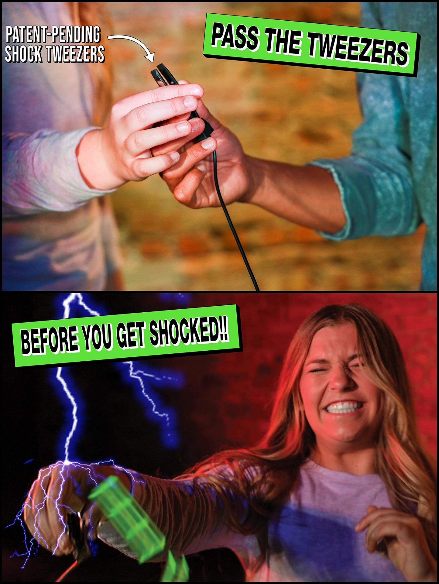 Amped Gamez ShiZap! Illuminated Electric Shock Stacking Block Game - Multicolor, LED Base, Family Fun for Teens & Adults