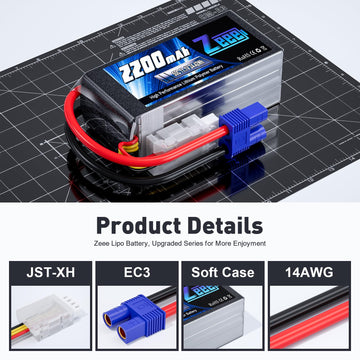 Zeee 3S Shorty Lipo 2200mAh 11.1V Battery 50C Small Pack Battery with EC3 Plug for RC Car Truck RC Vehicles Boat Drone RC Airpla