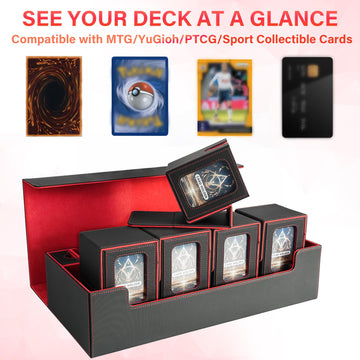 Jaffzora Card Deck Box For Mtg Commander, Large 6 In 1 Card Storage Display Case With 5Pcs Tcg Deck Boxes & Dice Tray, Holds 240