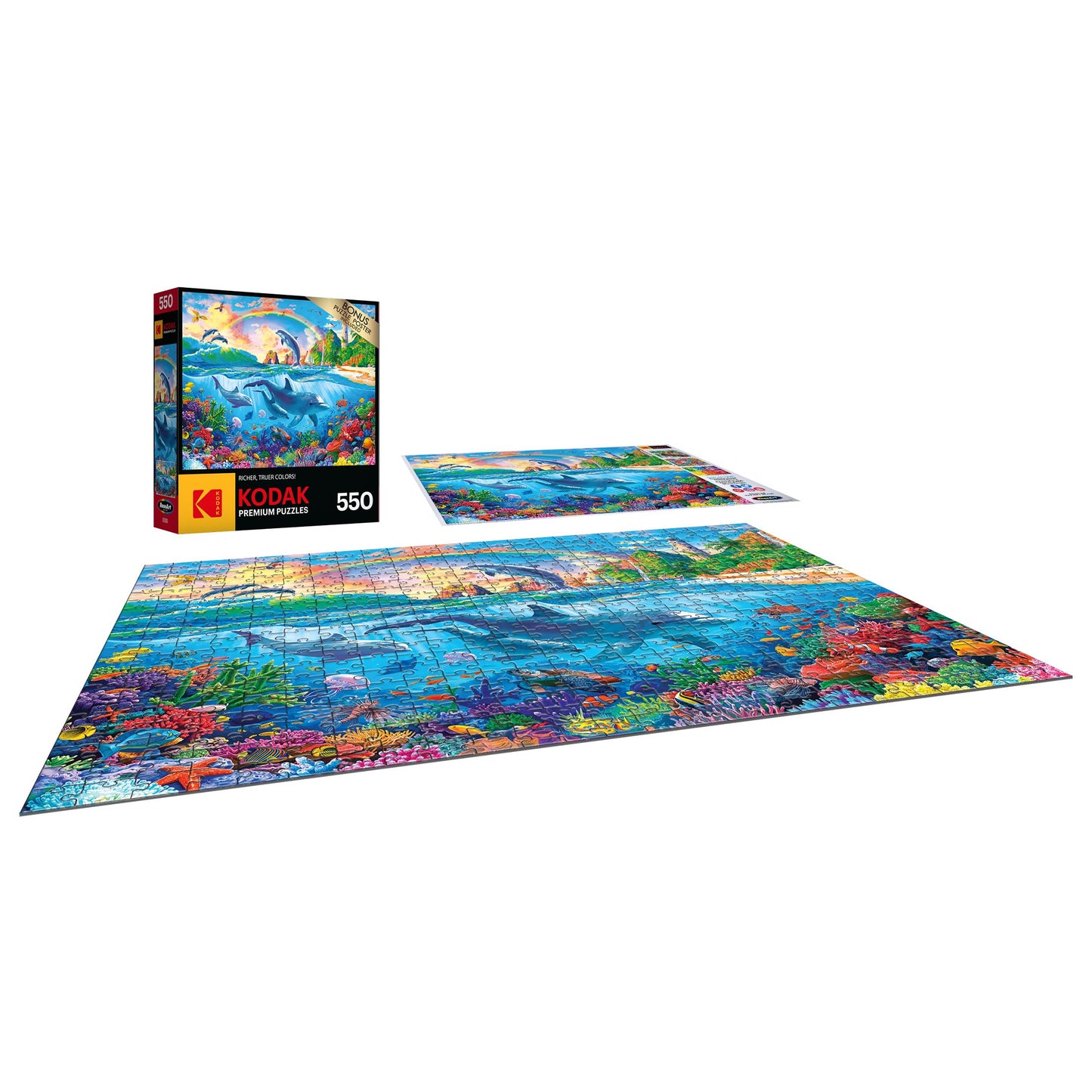 RoseArt Dolphin Paradise 550-Piece Jigsaw Puzzle - Multi-Colored Cardboard - Model 8300ZZAT for Adults