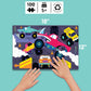 Mudpuppy Monster Trucks - 100 Piece Glow In The Dark Puzzle With Colorful Scene Of Cars And Trucks And Hidden Puzzle Details In