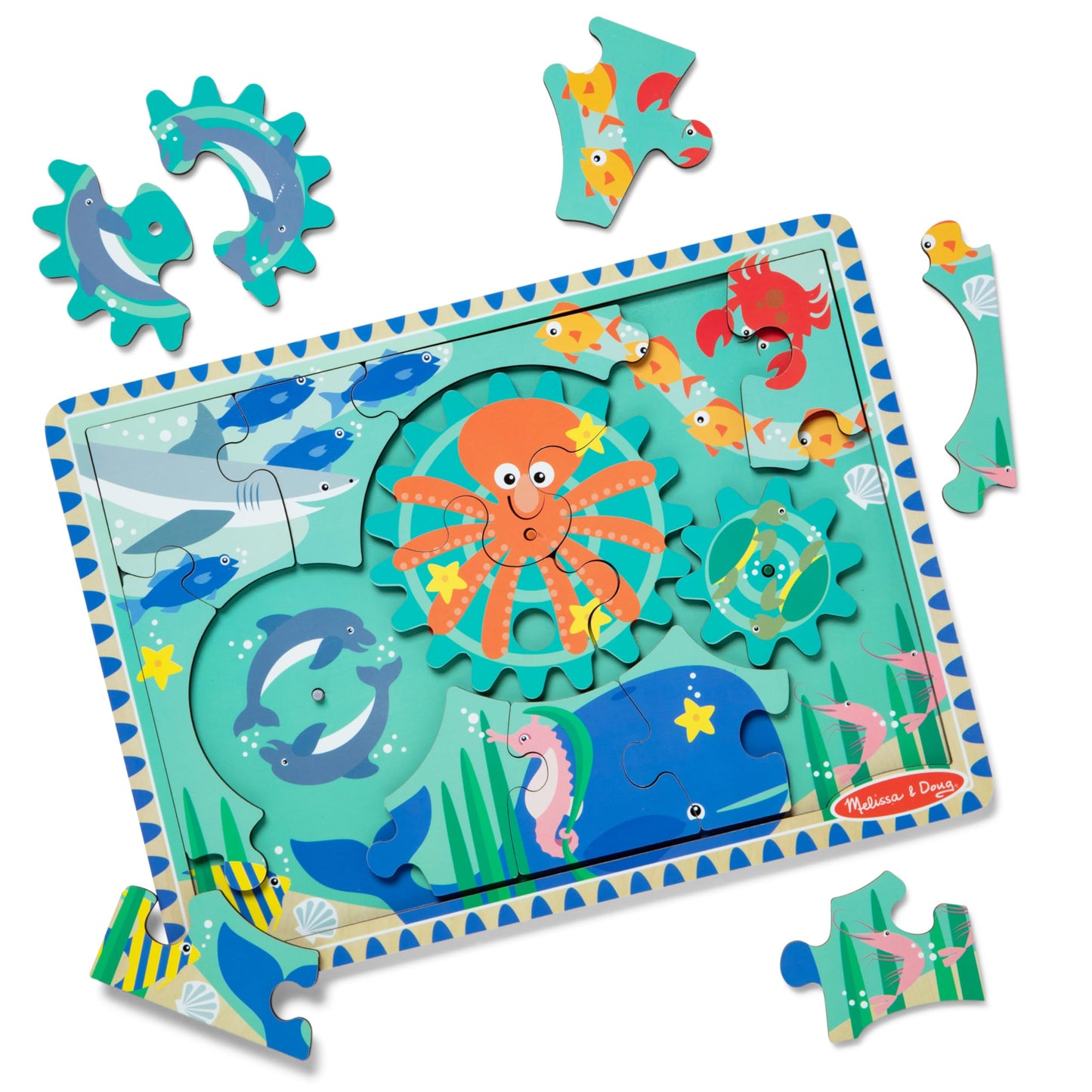 Melissa & Doug Wooden Underwater Jigsaw Puzzle – 18 Pieces, Multi-color, Child Size, Model 31003, Ideal for Toddlers and Preschoolers Ages 3+